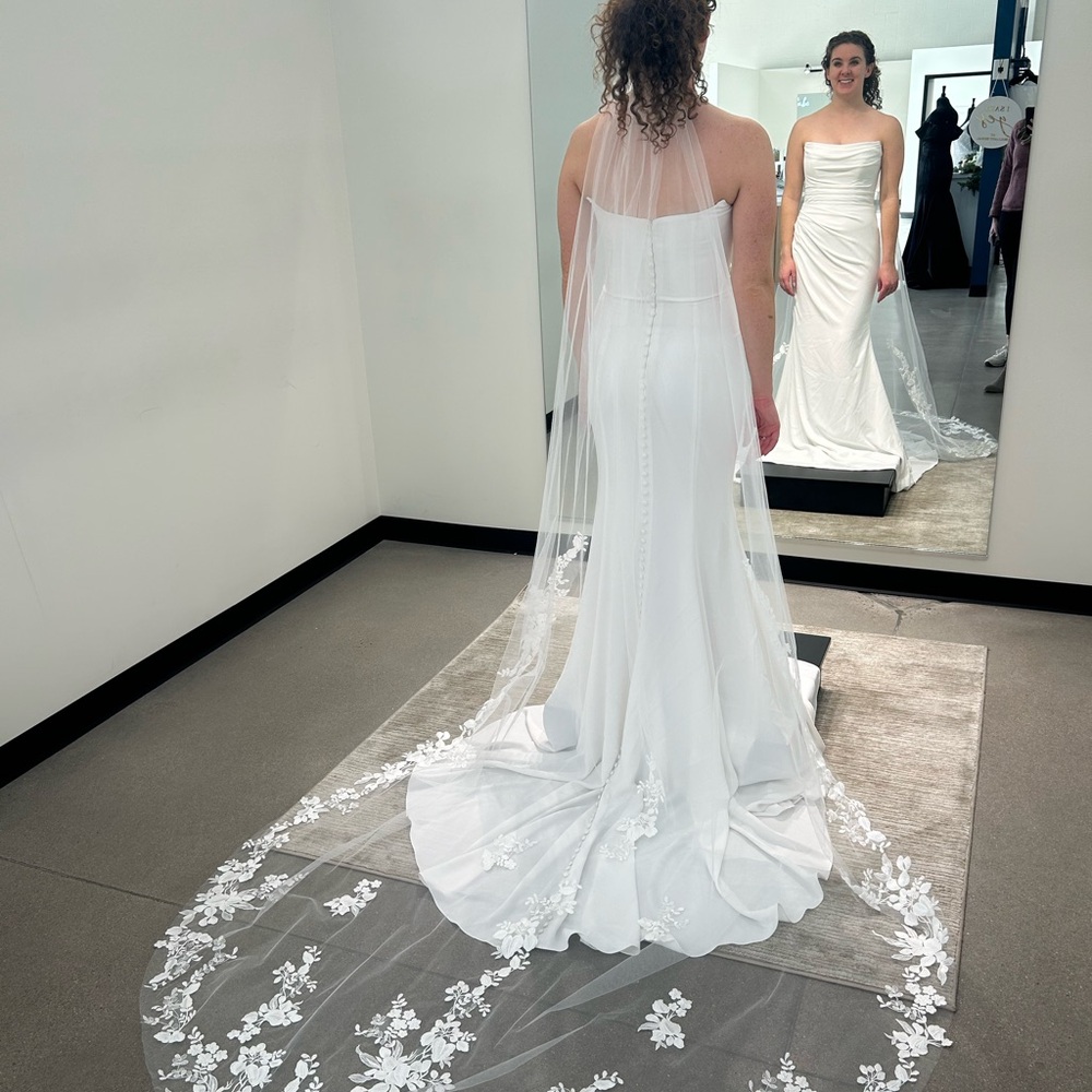 Cathedral length veil floral appliqué